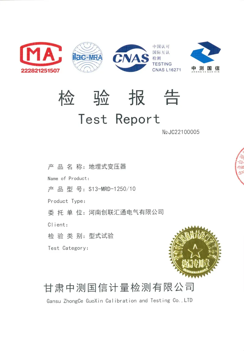 地埋式变压器检验报告